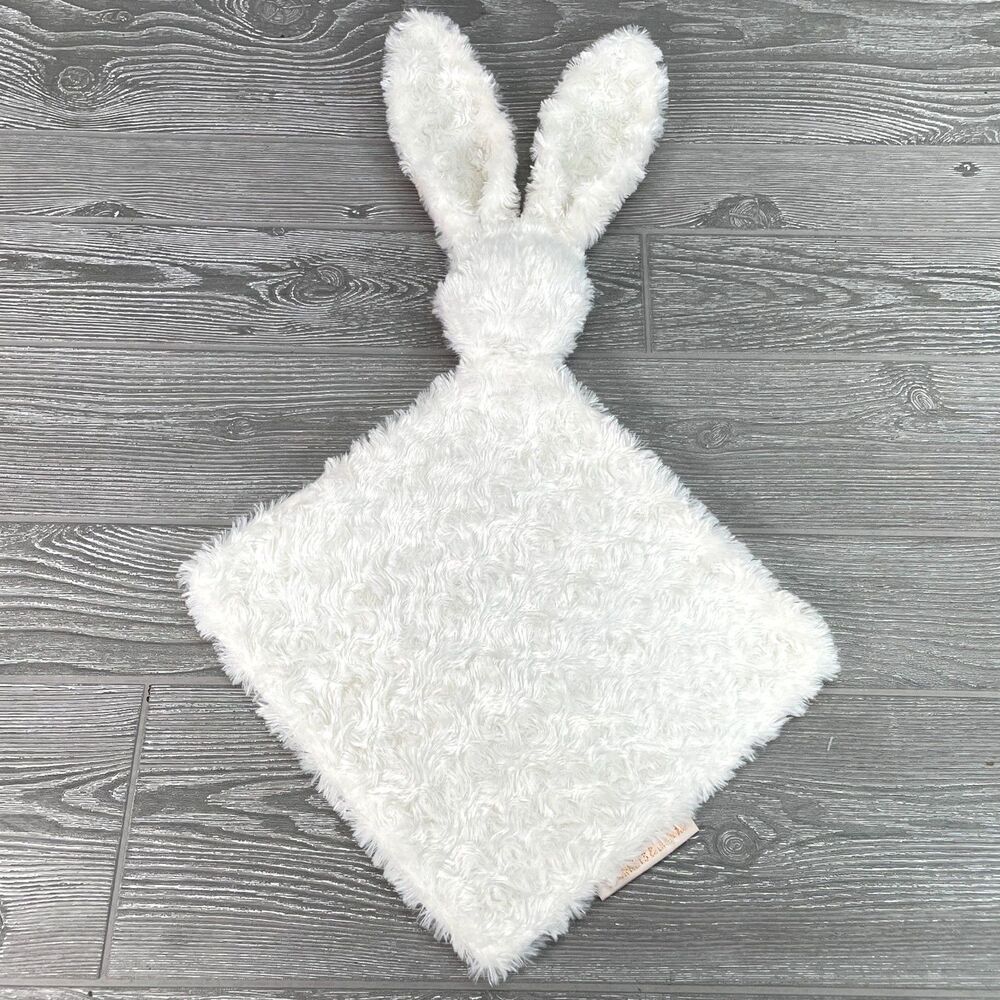 Blankets and Beyond White Bunny Rabbit Rosette Swirl Lovey Security Blanket